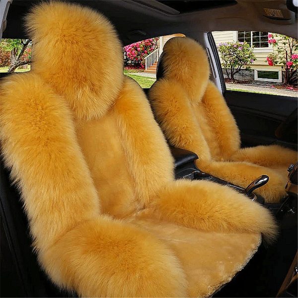 Universal Sheepskin Fur Car Seat Cover - Warm and Soft Wool Front Seat Cushion for Auto Interiors - Image 11